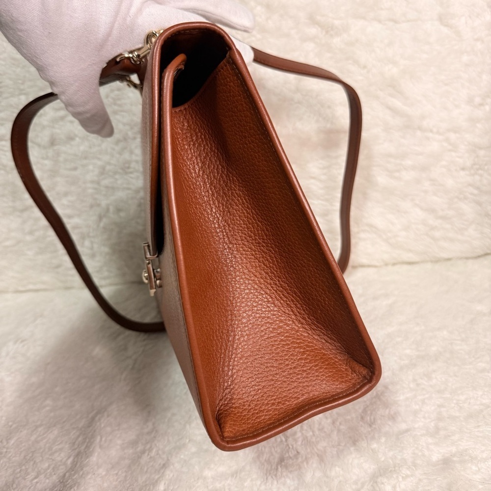 Vintage Burberry Leather Satchel Two Way Work Bag Tan - Picture 12 of 17